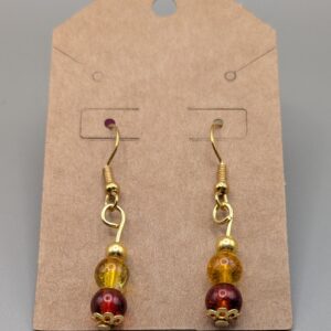 Spiced Cider Crackle Glass Drop Earrings