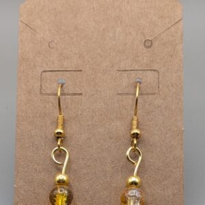 Amber Hearth Crackle Glass Drop Earrings