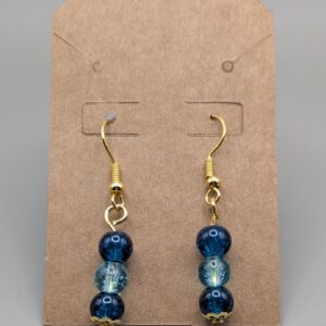 Deep Ocean Crackle Glass Drop Earrings