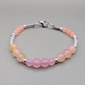 Peach Sorbet Frosted Striated Beaded Accent Bracelet