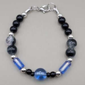Midnight & Cobalt Glass Beaded Accent Bracelet