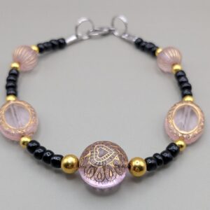 Vintage Heart & Gilded Lavender Accent Bracelet