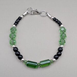 Forest Green Glass & Midnight Black Accent Bracelet