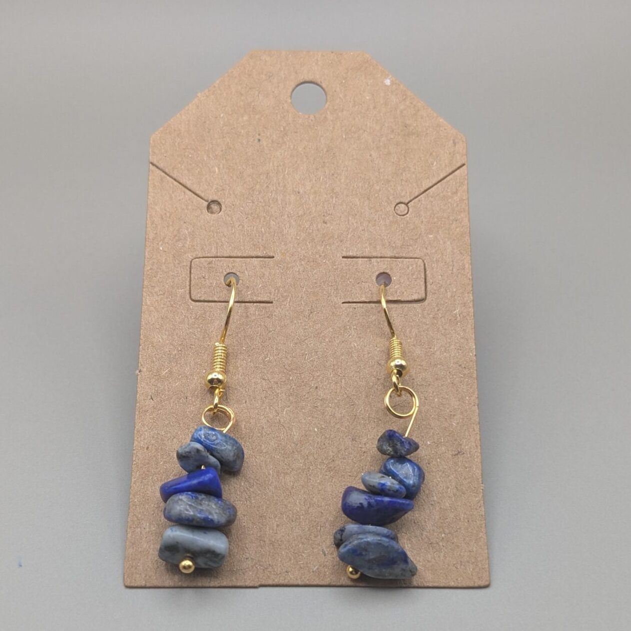 Raw Sodalite Stone Chip Drop Earrings