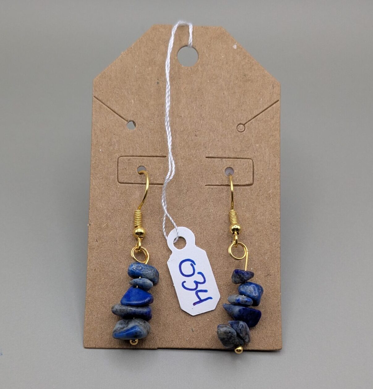 Raw Sodalite Stone Chip Drop Earrings - Image 2