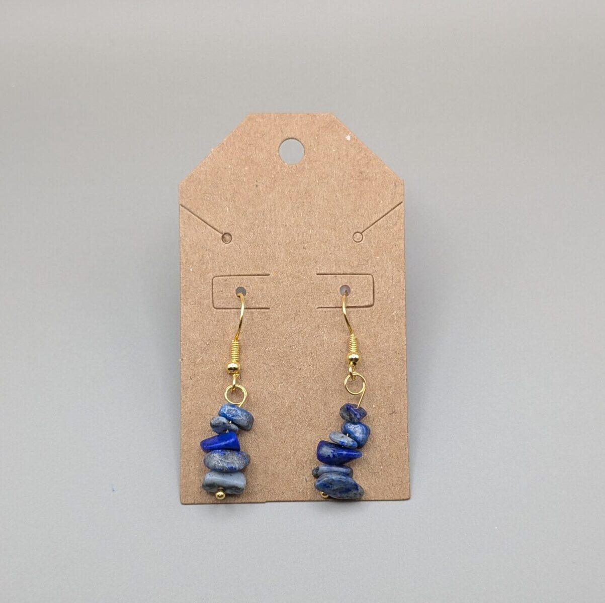 Raw Sodalite Stone Chip Drop Earrings - Image 3