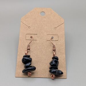 Midnight Shadow Raw Stone Chip Drop Earrings