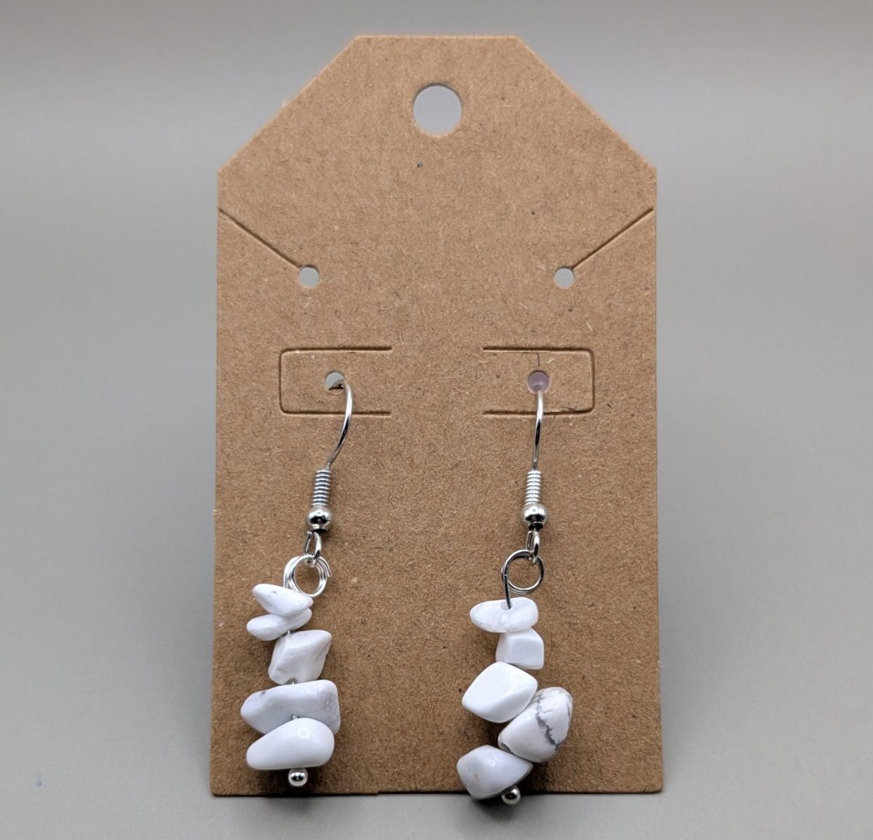 Moonlit Howlite Raw Stone Chip Drop Earrings - Image 4