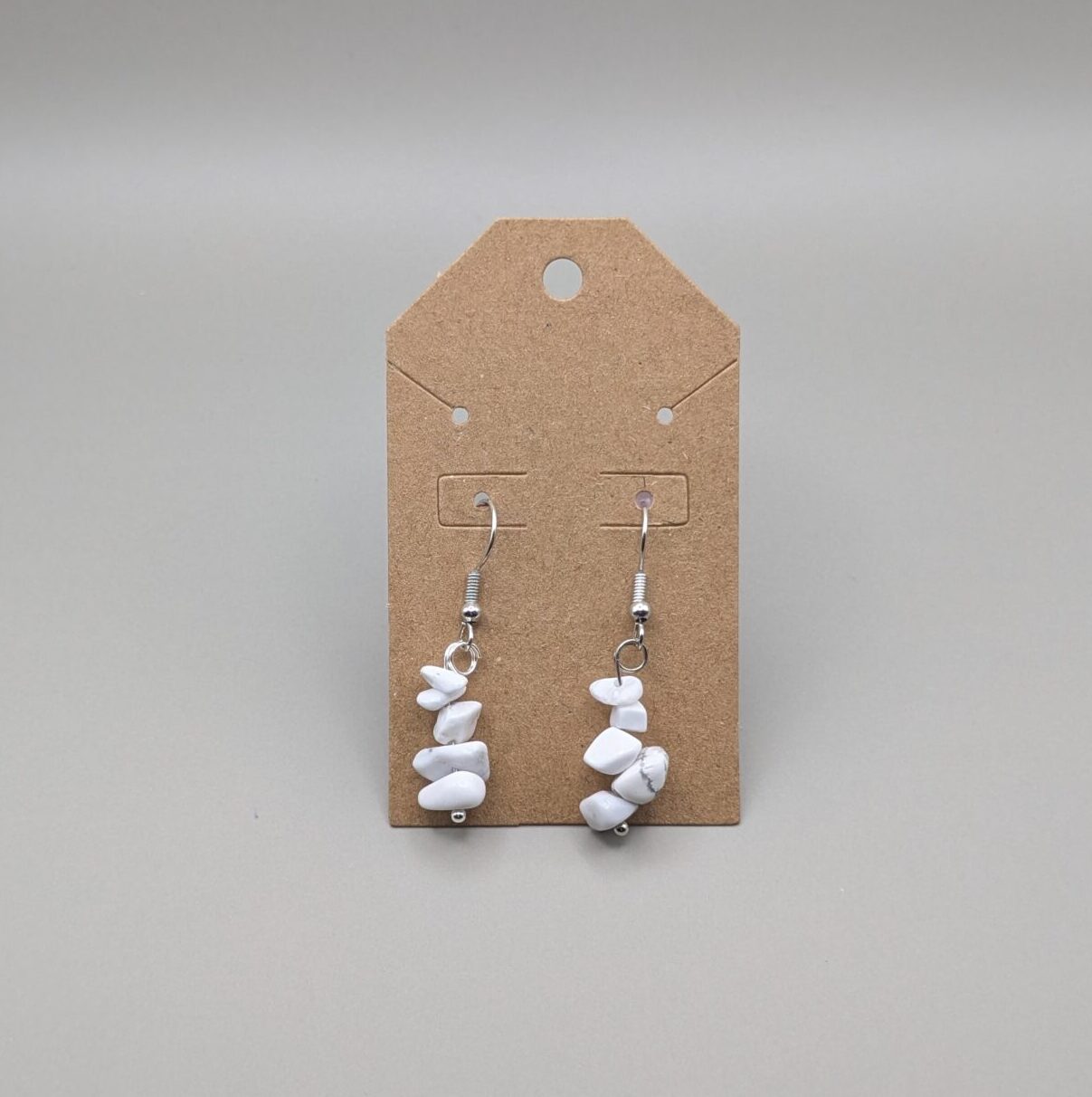 Moonlit Howlite Raw Stone Chip Drop Earrings - Image 3