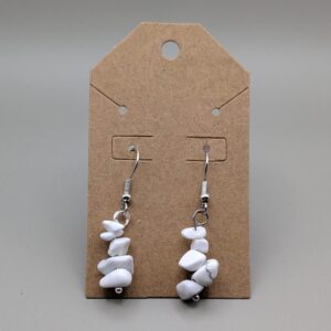 Moonlit Howlite Raw Stone Chip Drop Earrings