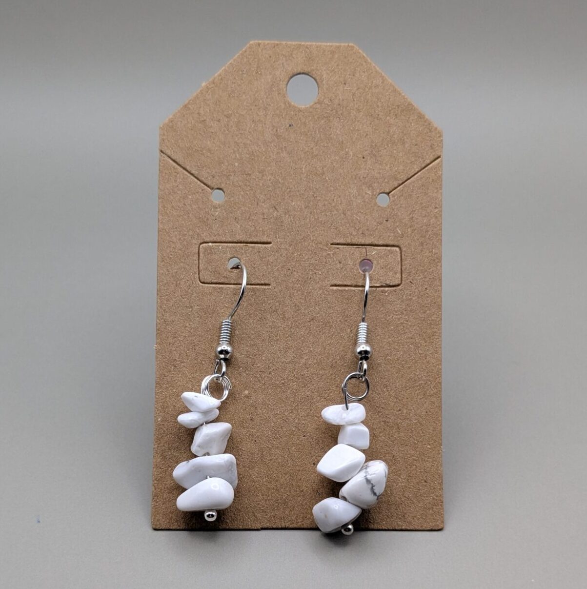 Moonlit Howlite Raw Stone Chip Drop Earrings