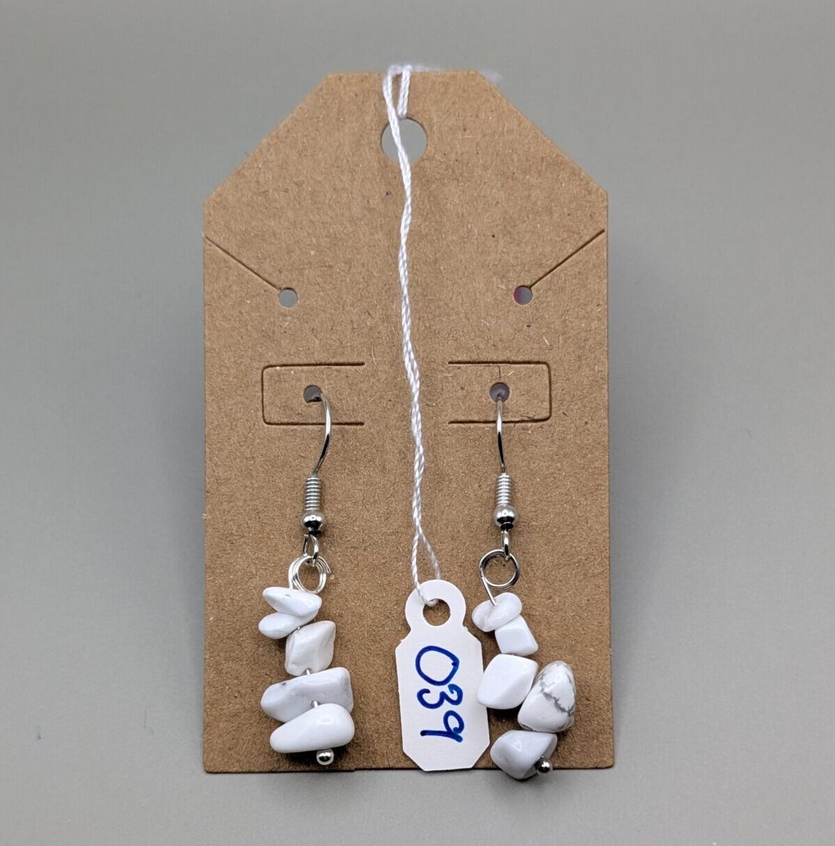 Moonlit Howlite Raw Stone Chip Drop Earrings - Image 2