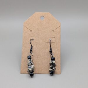Spotted Shadow Dalmatian Stone Drop Earrings