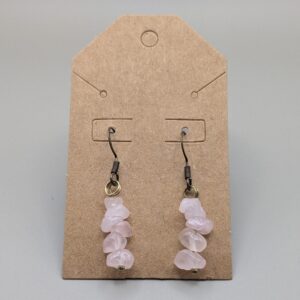 Rose Quartz Whispers Raw Stone Chip Drop Earrings
