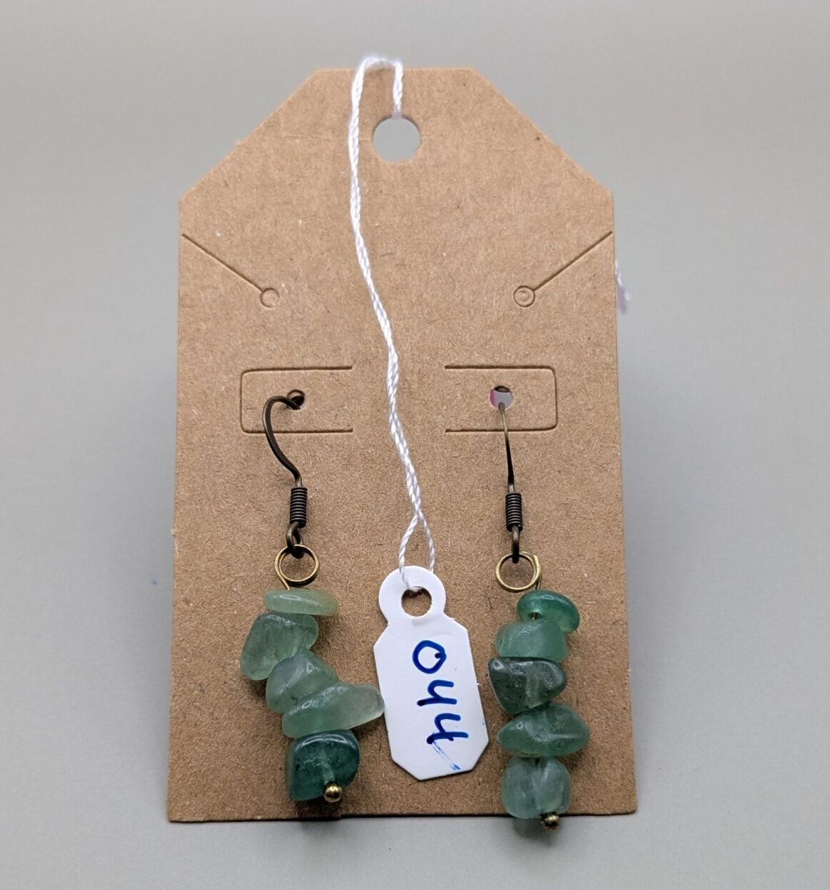 Natural Moss Raw Stone Drop Earrings - Image 4