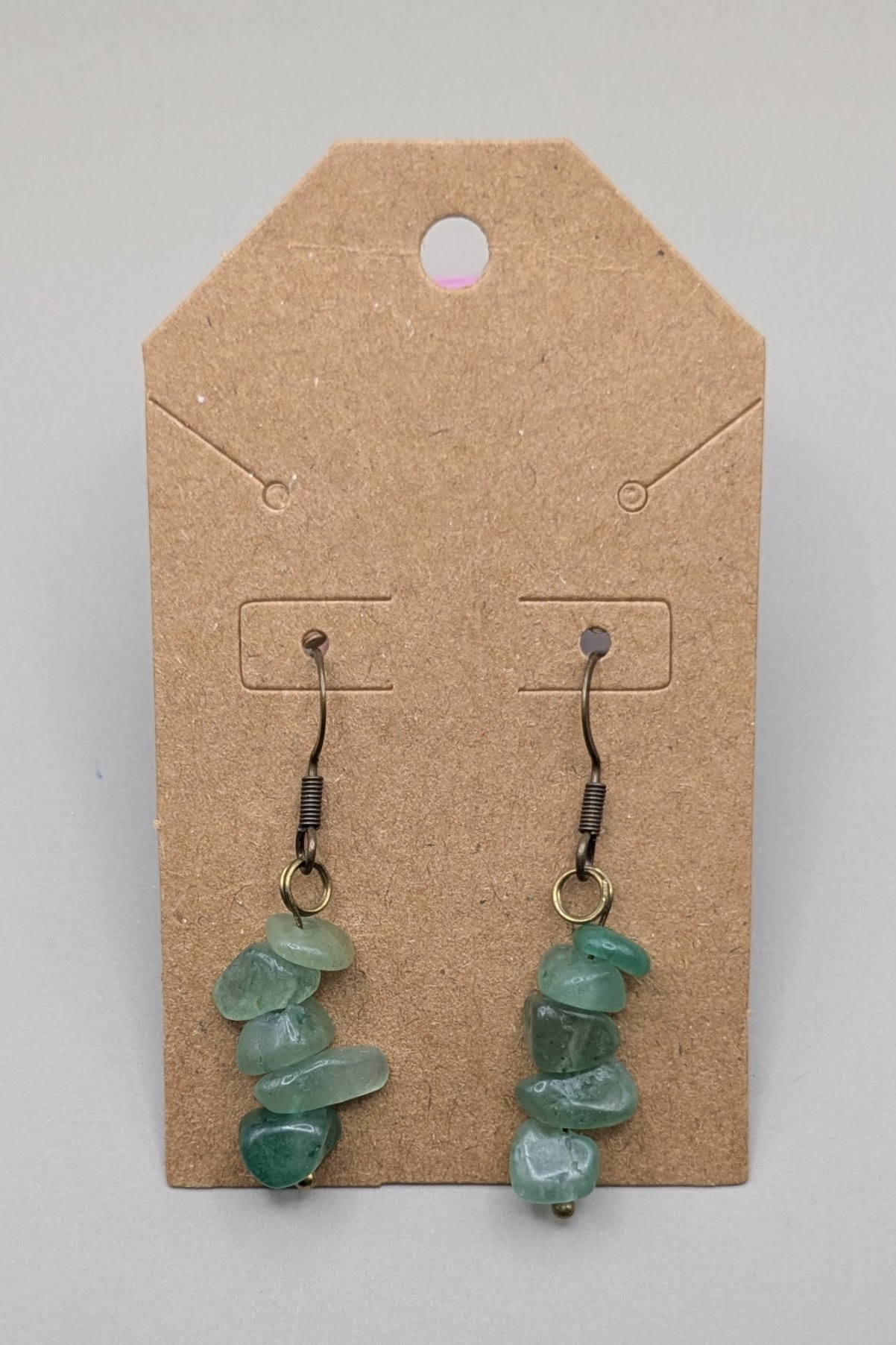 Natural Moss Raw Stone Drop Earrings - Image 3