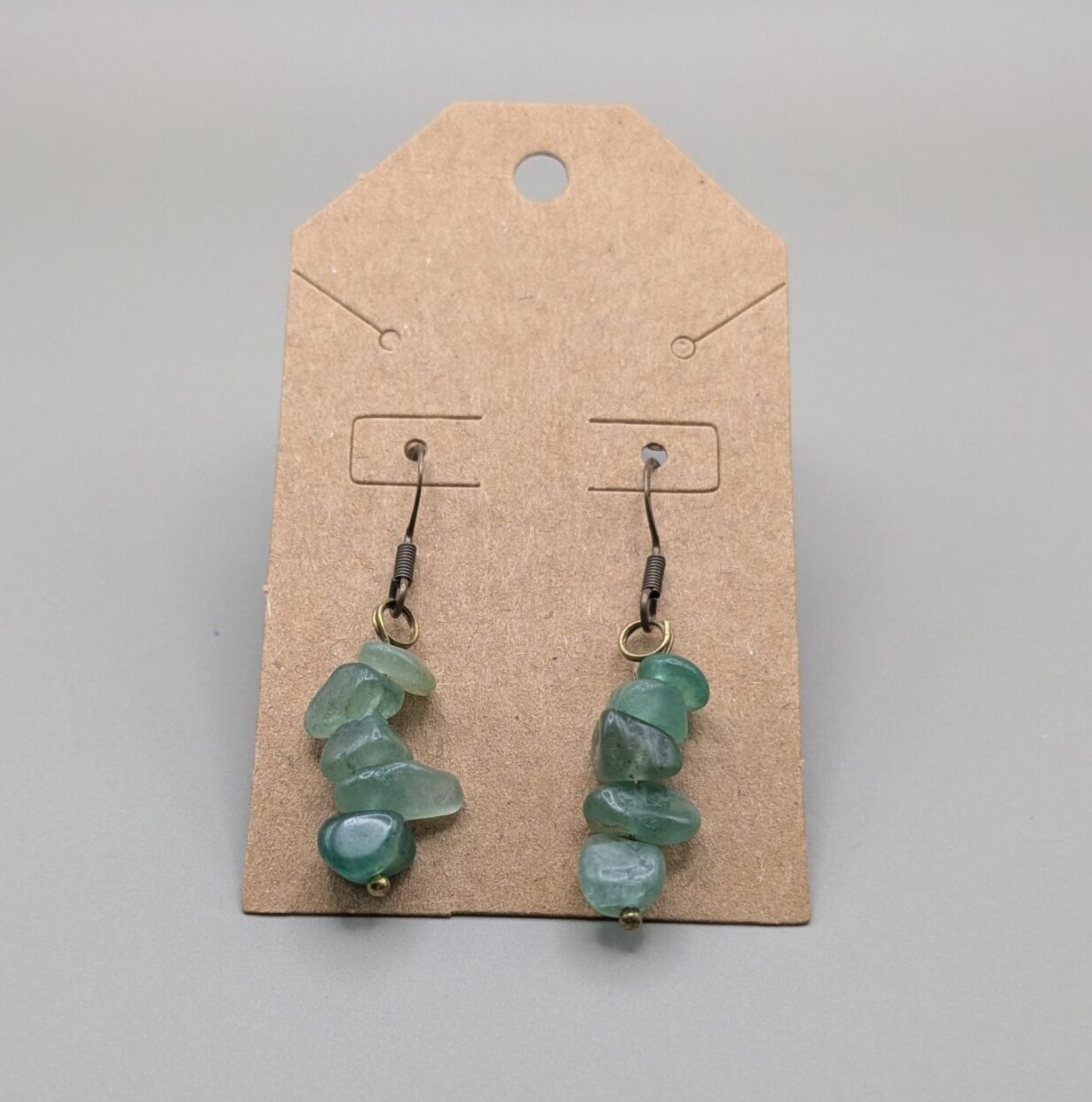 Natural Moss Raw Stone Drop Earrings - Image 2