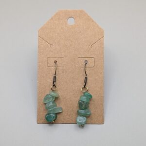 Natural Moss Raw Stone Drop Earrings