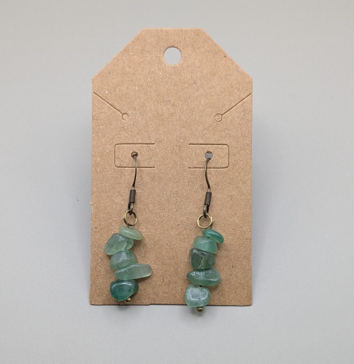 Natural Moss Raw Stone Drop Earrings