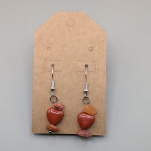 Terracotta Heart Raw Stone Drop Earrings