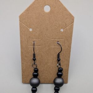 Eclipse Matte & Gloss Black Beaded Drop Earrings