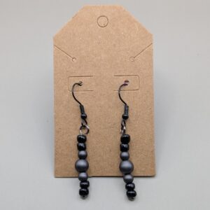 Nocturne Matte & Gunmetal Beaded Drop Earrings