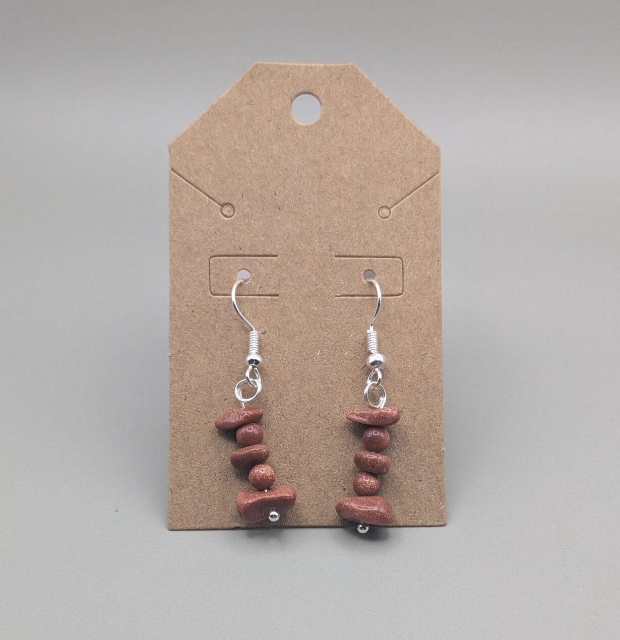 Copper Ember Goldstone Chip Drop Earrings - Image 4