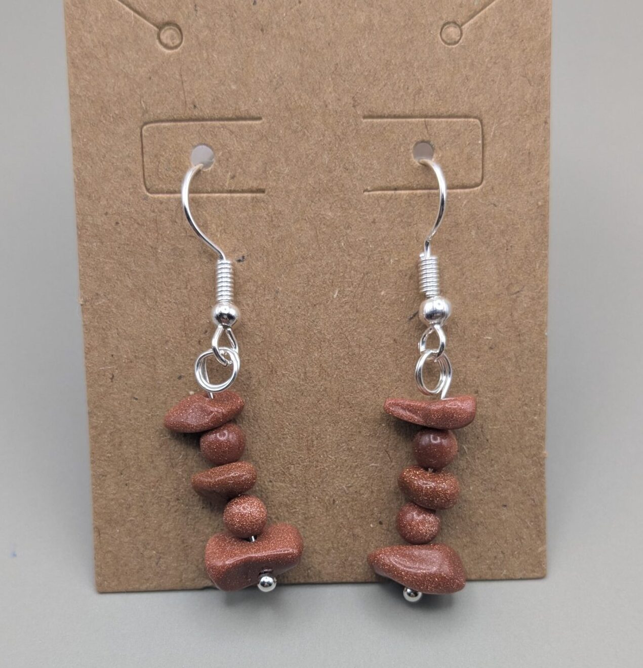 Copper Ember Goldstone Chip Drop Earrings