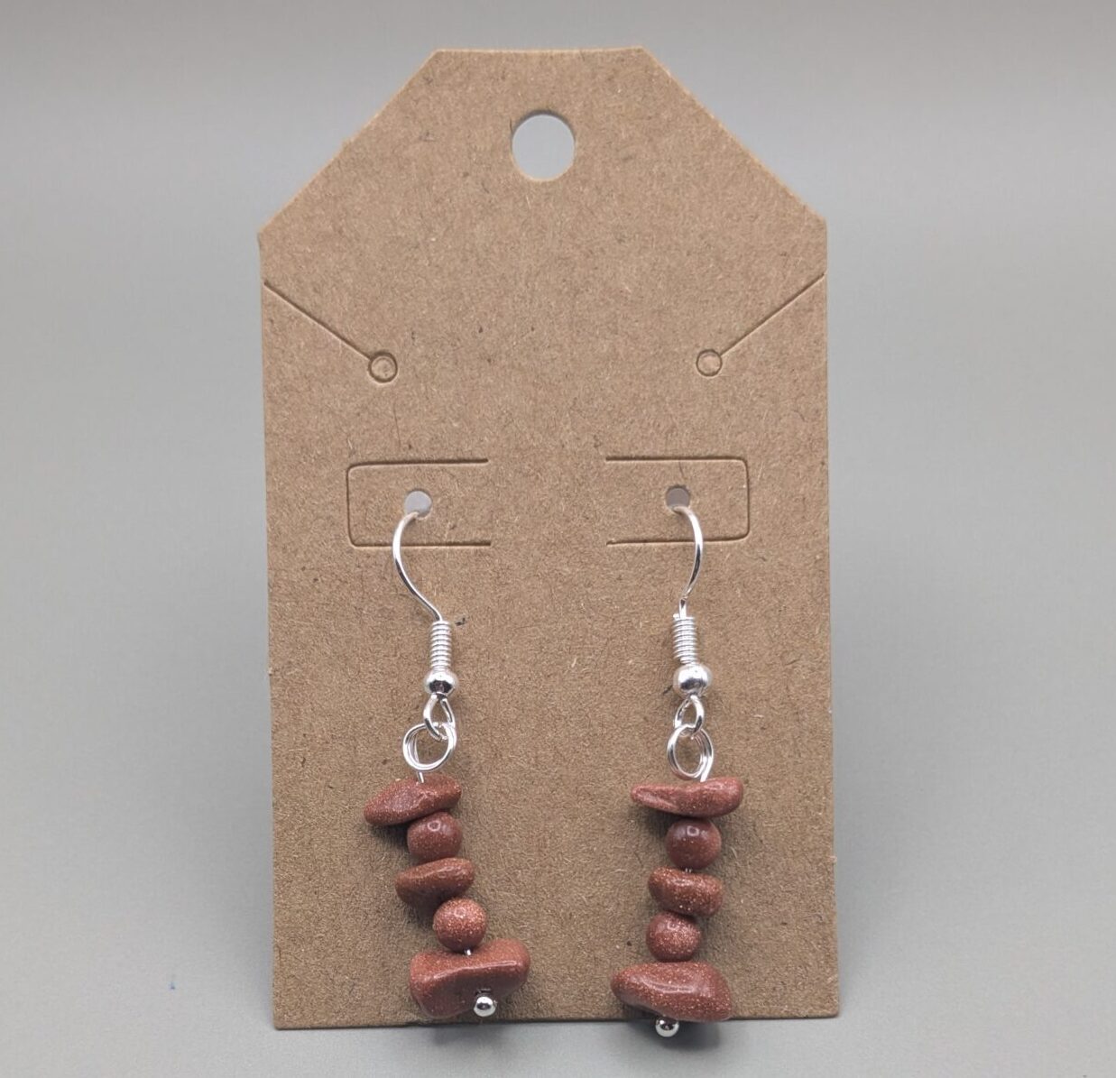 Copper Ember Goldstone Chip Drop Earrings - Image 3