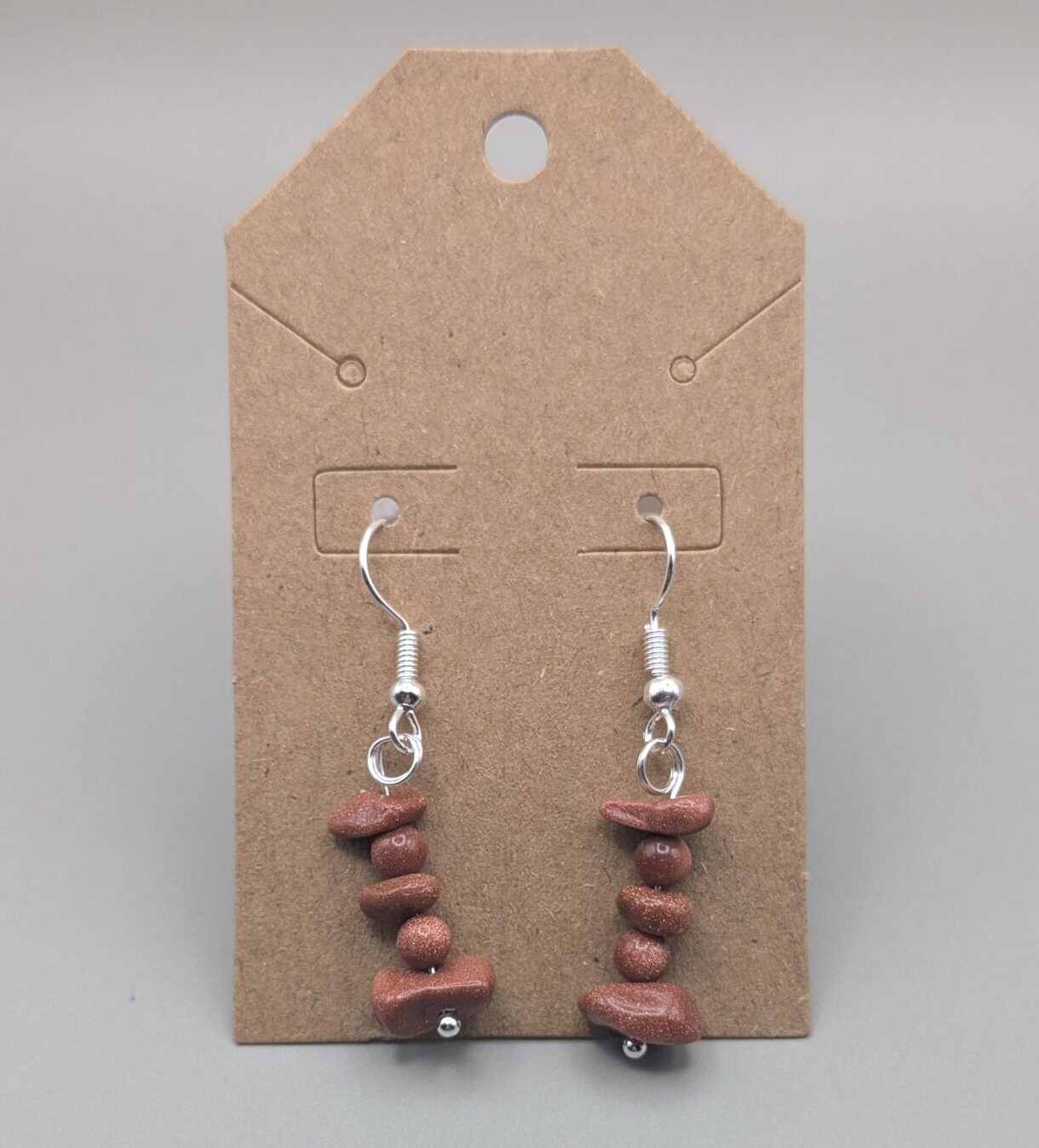 Copper Ember Goldstone Chip Drop Earrings - Image 2