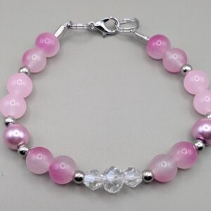 Luminous Rose & Crystal Beaded Accent Bracelet